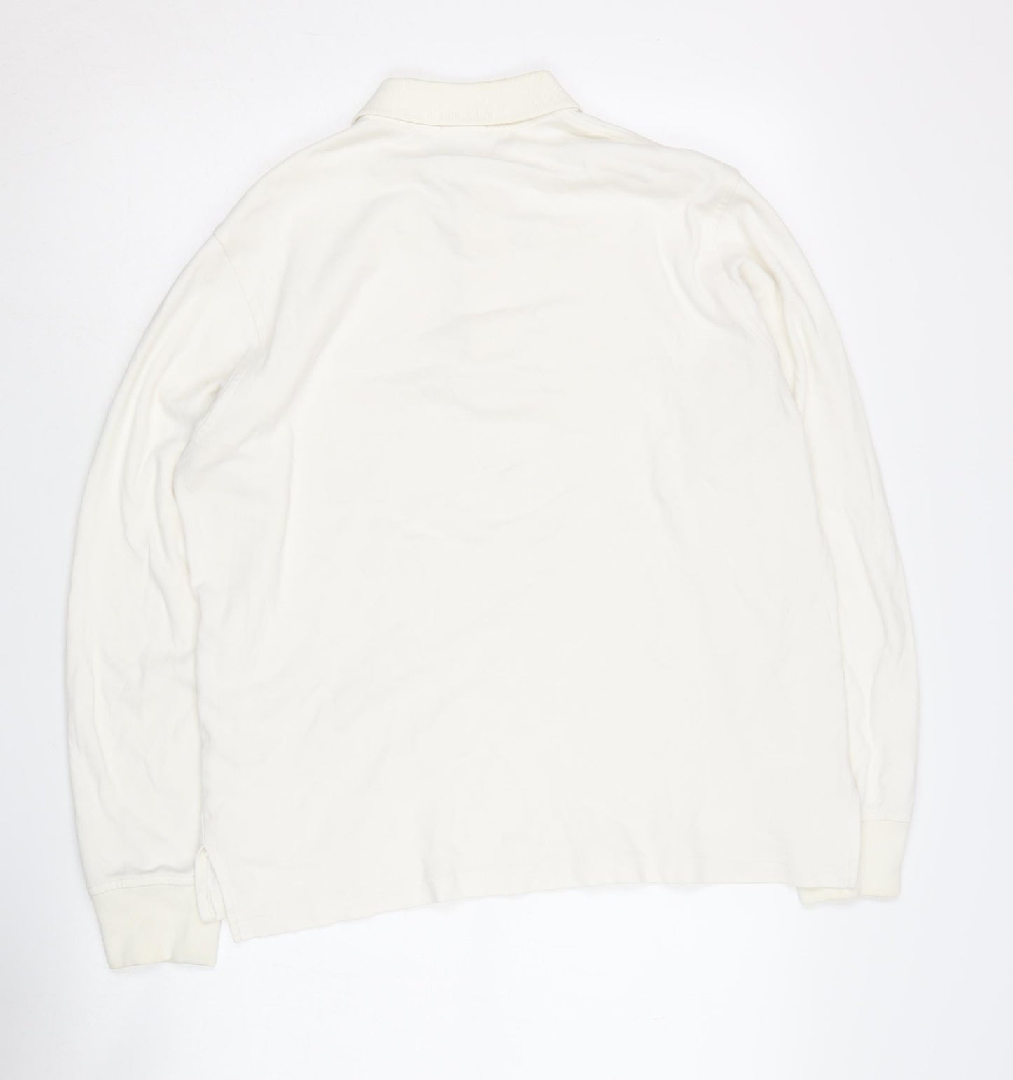 Bsn Men's Ivory Long Sleeve Polo Shirt Size S