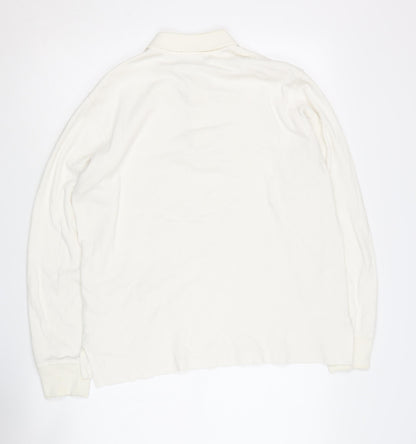 Bsn Men's Ivory Long Sleeve Polo Shirt Size S