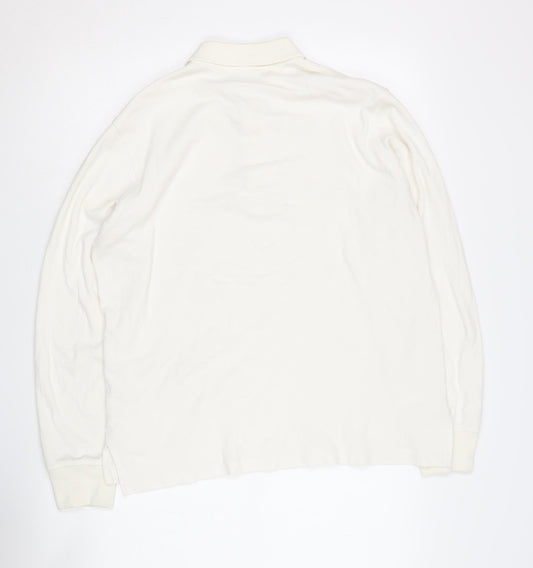Bsn Men's Ivory Long Sleeve Polo Shirt Size S