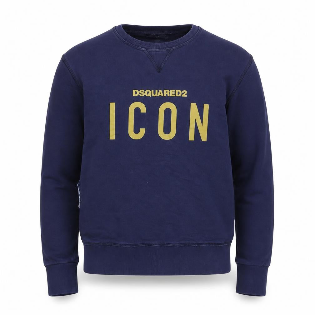 Front view of Dsquared2 boys’ blue logo pullover sweatshirt 16y