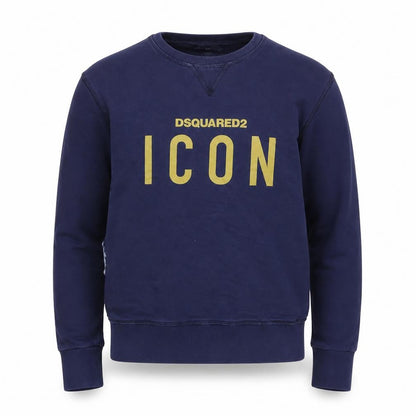 Front view of Dsquared2 boys’ blue logo pullover sweatshirt 16y