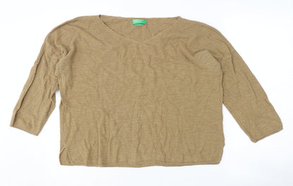 Womens UK Size S United Colors of Benetton Beige Pullover Jumper