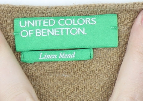Womens UK Size S United Colors of Benetton Beige Pullover Jumper