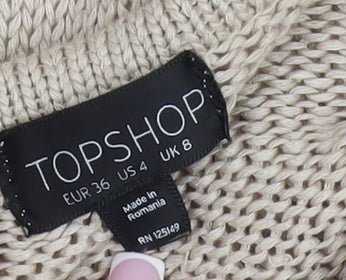 Womens UK Size 8 Topshop Beige Cardigan Jumper