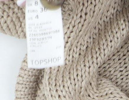 Womens UK Size 8 Topshop Beige Cardigan Jumper