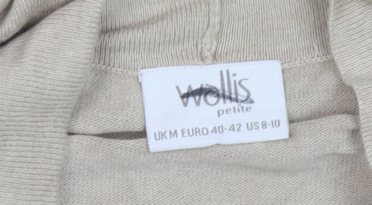 Wallis Beige Unisex Cardigan - M, V-Neck, Button, Autumn