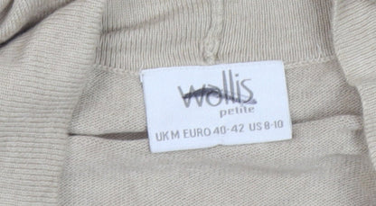 Wallis Beige Unisex Cardigan - M, V-Neck, Button, Autumn