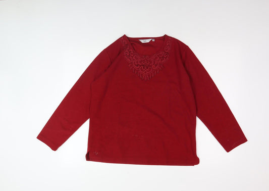 Womens UK Size M Isle Red Pullover Jumper