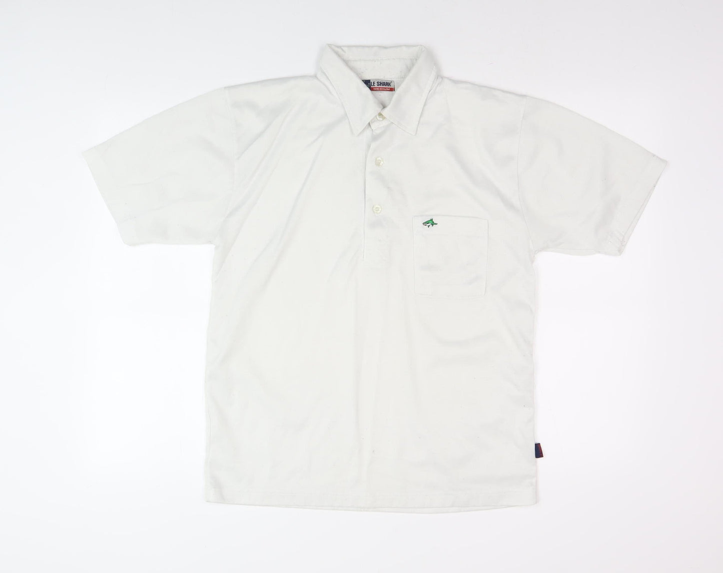 Le Shark Men’s White Polo Shirt Medium Logo Detail