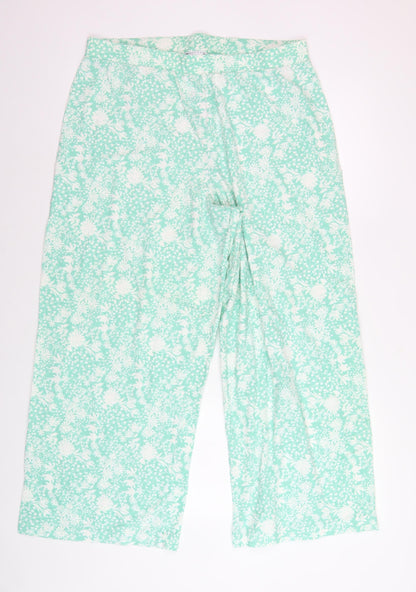 ASOS DESIGN Women’s Green Floral Wide-Leg Trousers Size 16