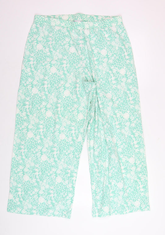 ASOS DESIGN Women’s Green Floral Wide-Leg Trousers Size 16