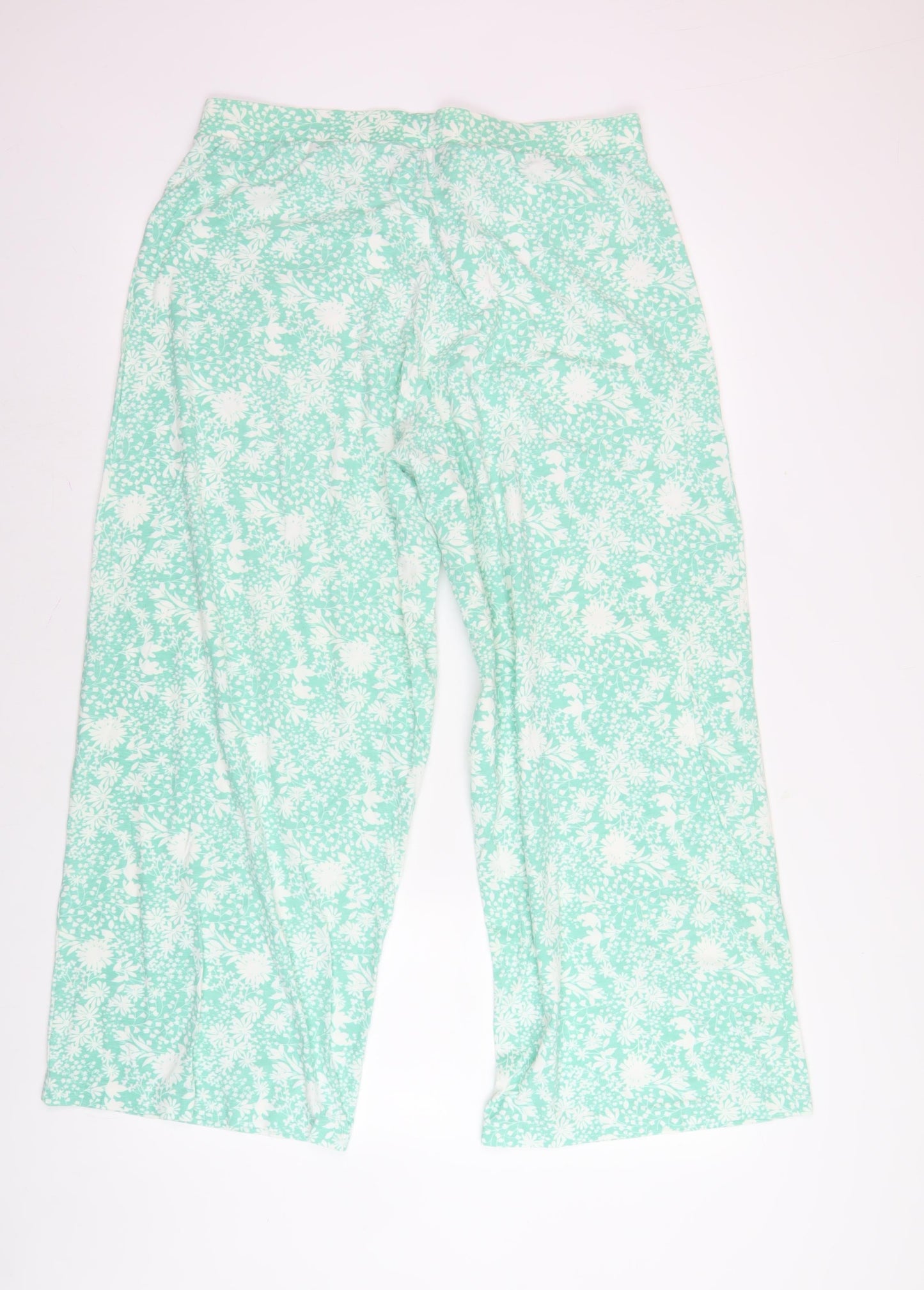ASOS DESIGN Women’s Green Floral Wide-Leg Trousers Size 16