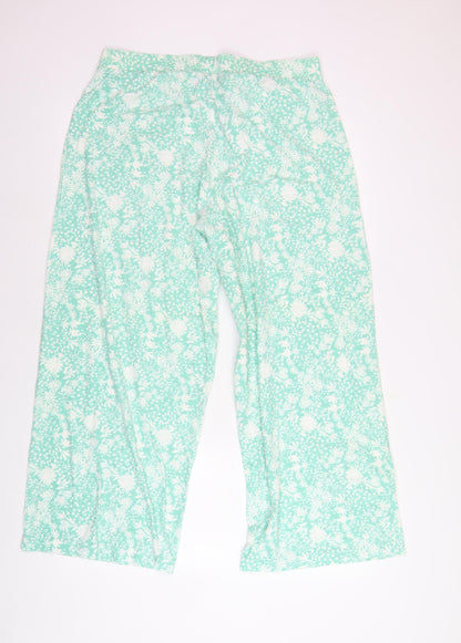 ASOS DESIGN Women’s Green Floral Wide-Leg Trousers Size 16