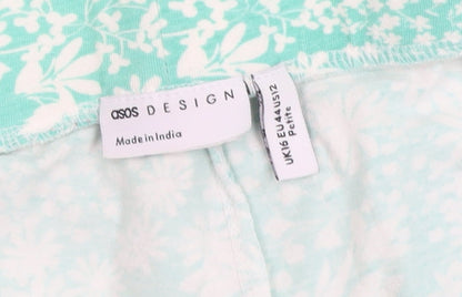 ASOS DESIGN Women’s Green Floral Wide-Leg Trousers Size 16