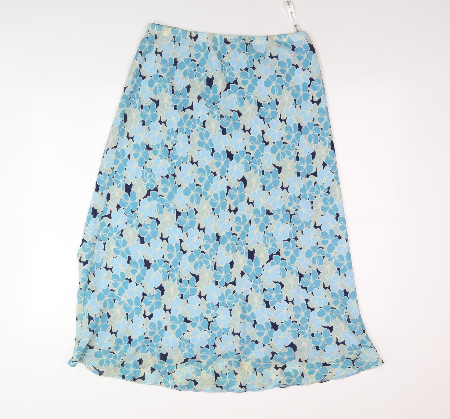 Berkertex Women's Blue Floral Midi A-Line Skirt, Size 12
