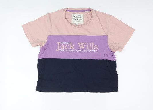 Jack Wills Women's Multicoloured Jersey T-Shirt Size 6