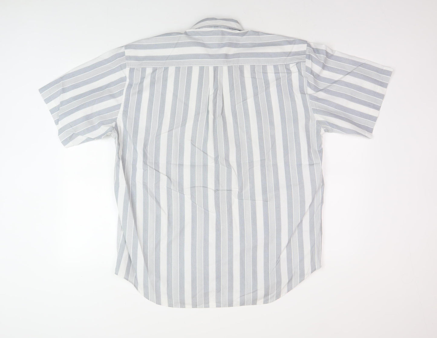 Jean Pierre Men's Grey Striped Short Sleeve Shirt M