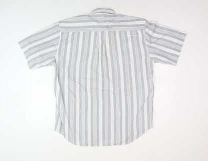 Jean Pierre Men's Grey Striped Short Sleeve Shirt M