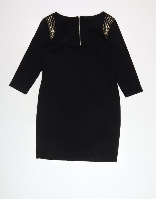 Marks and Spencer Women's Black Dress 14 Studded