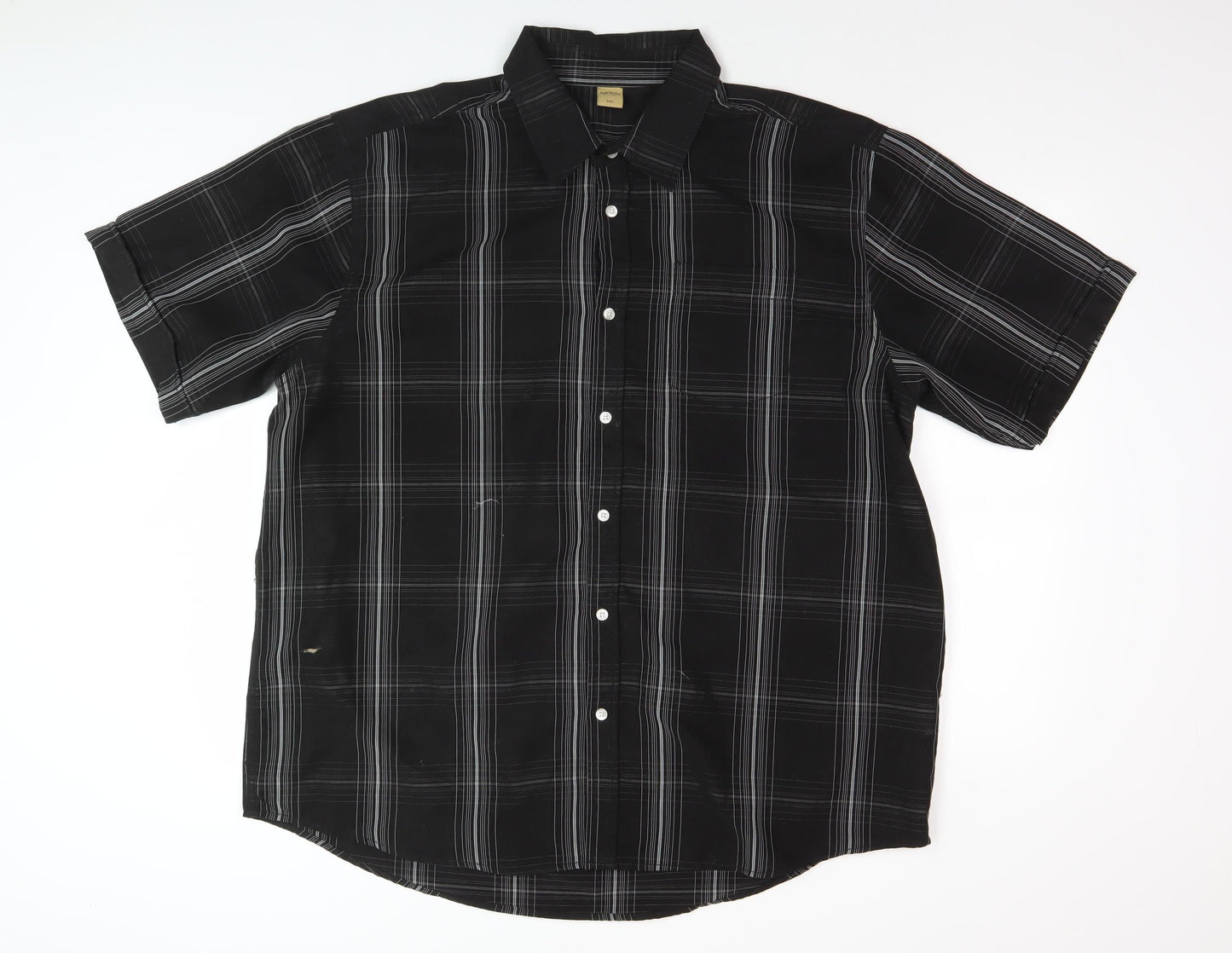 Oak Valley Men's Black Check Short Sleeve Button-Up Shirt