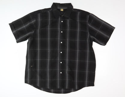 Oak Valley Men's Black Check Short Sleeve Button-Up Shirt