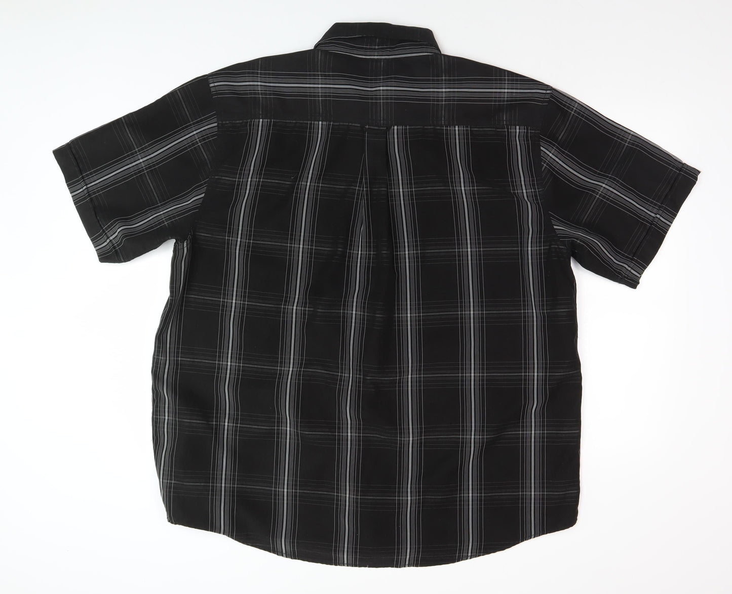 Oak Valley Men's Black Check Short Sleeve Button-Up Shirt