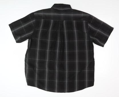 Oak Valley Men's Black Check Short Sleeve Button-Up Shirt
