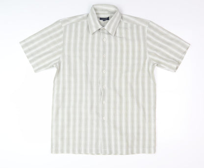 Le Shark Men's Grey Striped Shirt Short Sleeve Size S