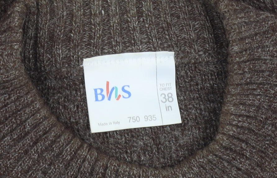 BHS Men's Brown Wool Geometric Pullover Jumper M