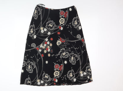 Berkertex Women's Black Floral Viscose Skirt Size 14