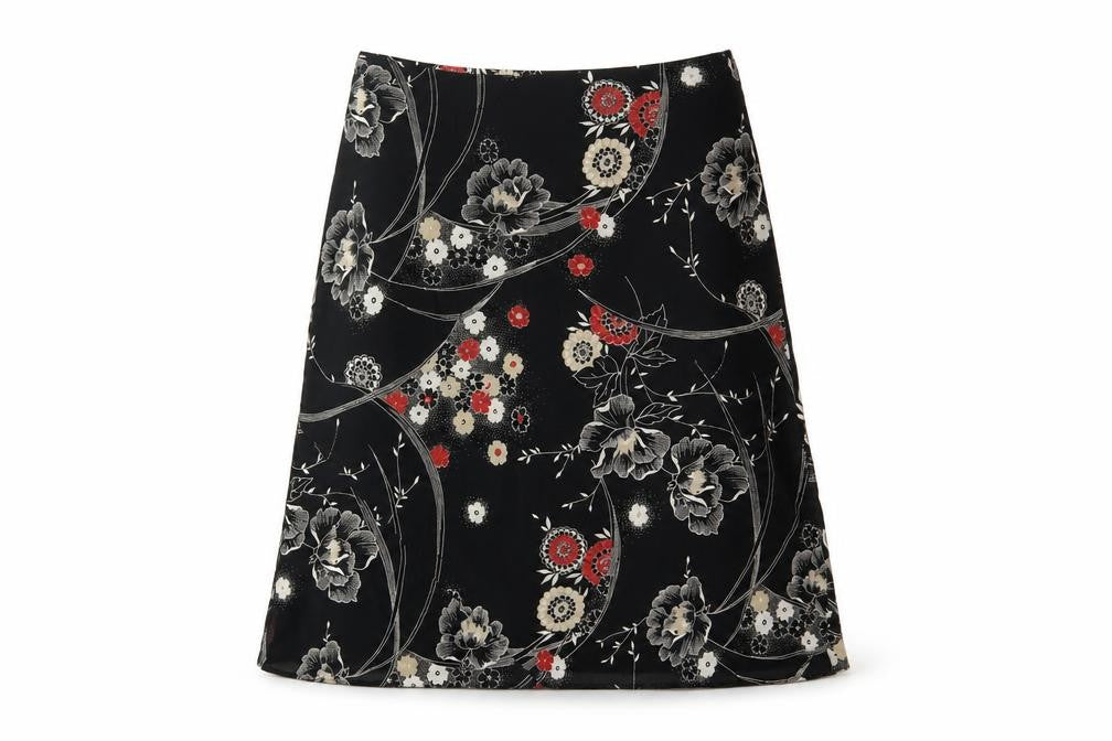 Berkertex Women's Black Floral Viscose Skirt Size 14