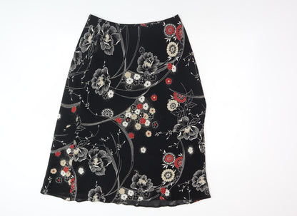 Berkertex Women's Black Floral Viscose Skirt Size 14