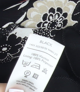 Berkertex Women's Black Floral Viscose Skirt Size 14