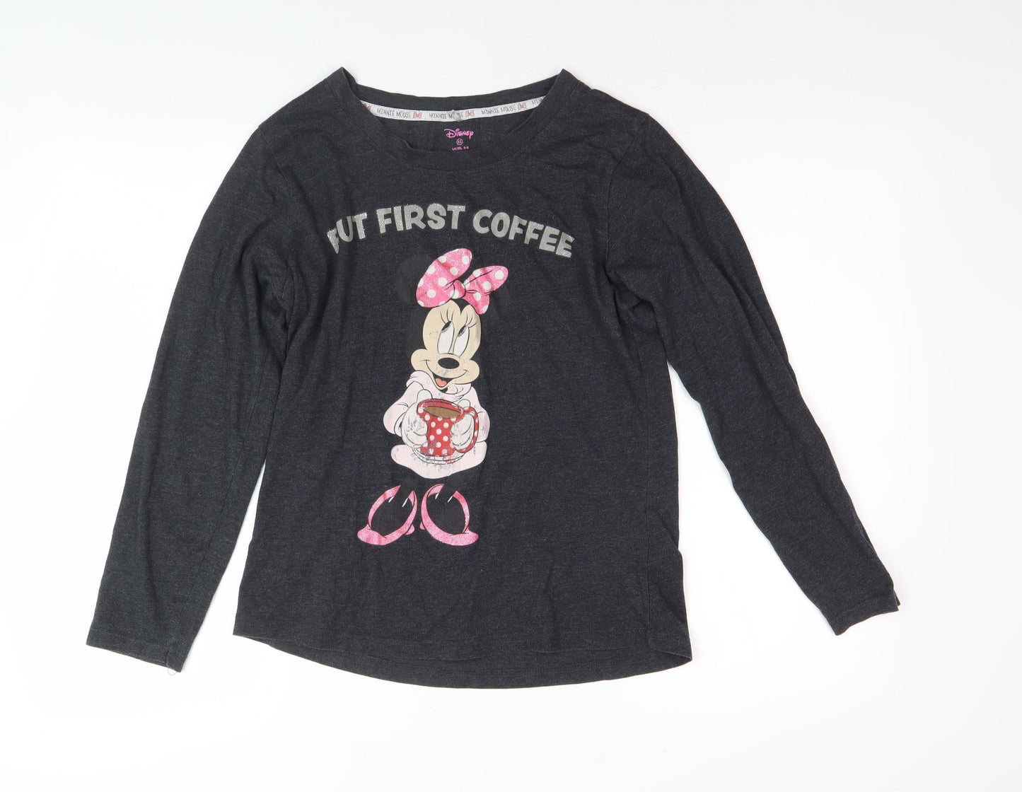 Womens UK Size XS Disney Black Basic T-Shirt