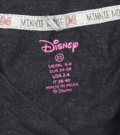 Womens UK Size XS Disney Black Basic T-Shirt