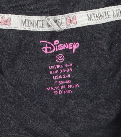 Womens UK Size XS Disney Black Basic T-Shirt