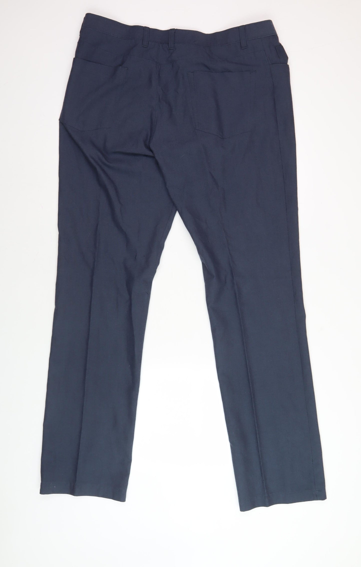 Next Men's Blue Regular Fit Trousers, XL