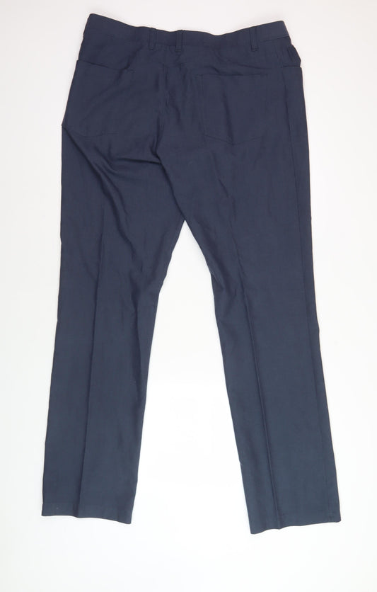 Next Men's Blue Regular Fit Trousers, XL