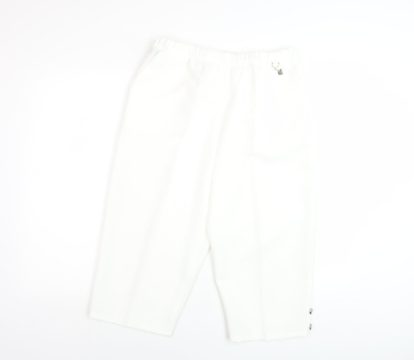 Autonomy Women's White Capri Trousers, Elastic Waist