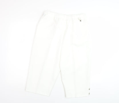 Autonomy Women's White Capri Trousers, Elastic Waist