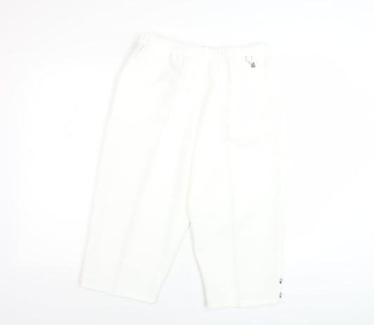 Autonomy Women's White Capri Trousers, Elastic Waist