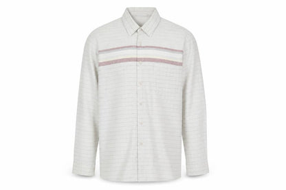 Men's White Striped Cotton Button-Up Shirt 16