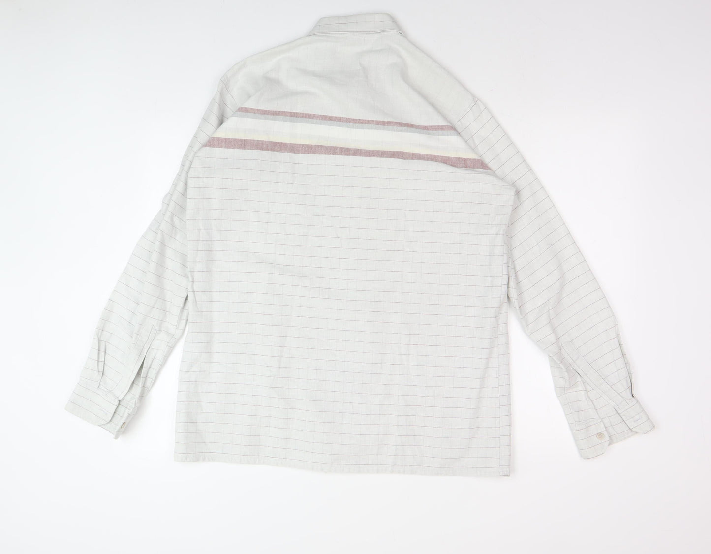 Men's White Striped Cotton Button-Up Shirt 16