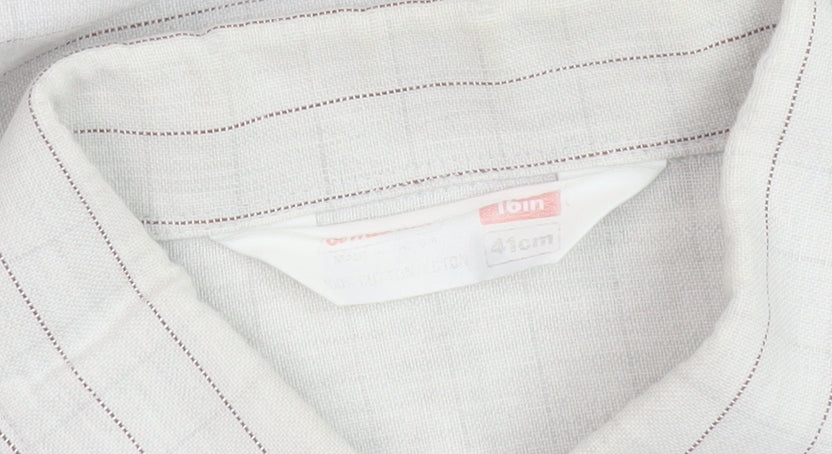 Men's White Striped Cotton Button-Up Shirt 16