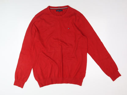 Tommy Hilfiger Men's Red XL Cotton Pullover Jumper