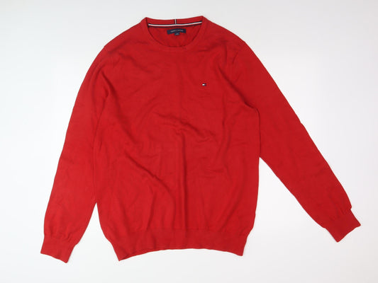 Tommy Hilfiger Men's Red XL Cotton Pullover Jumper