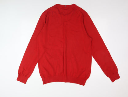 Tommy Hilfiger Men's Red XL Cotton Pullover Jumper