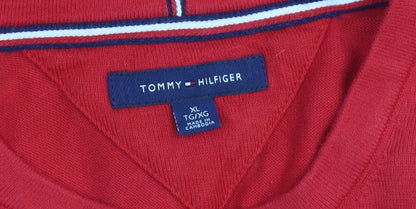 Tommy Hilfiger Men's Red XL Cotton Pullover Jumper