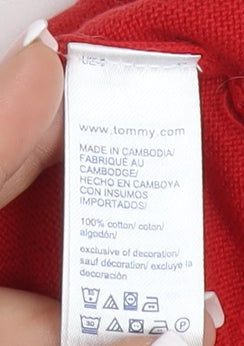 Tommy Hilfiger Men's Red XL Cotton Pullover Jumper