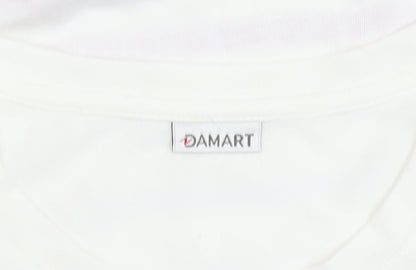 Damart Women's White Striped Cotton Long Sleeve Top